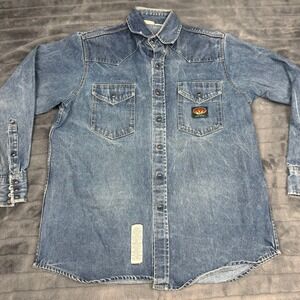Rasco FR Mens 2XL Blue Denim Flame Resistant Western Pearl Snap Work Shirt 13805